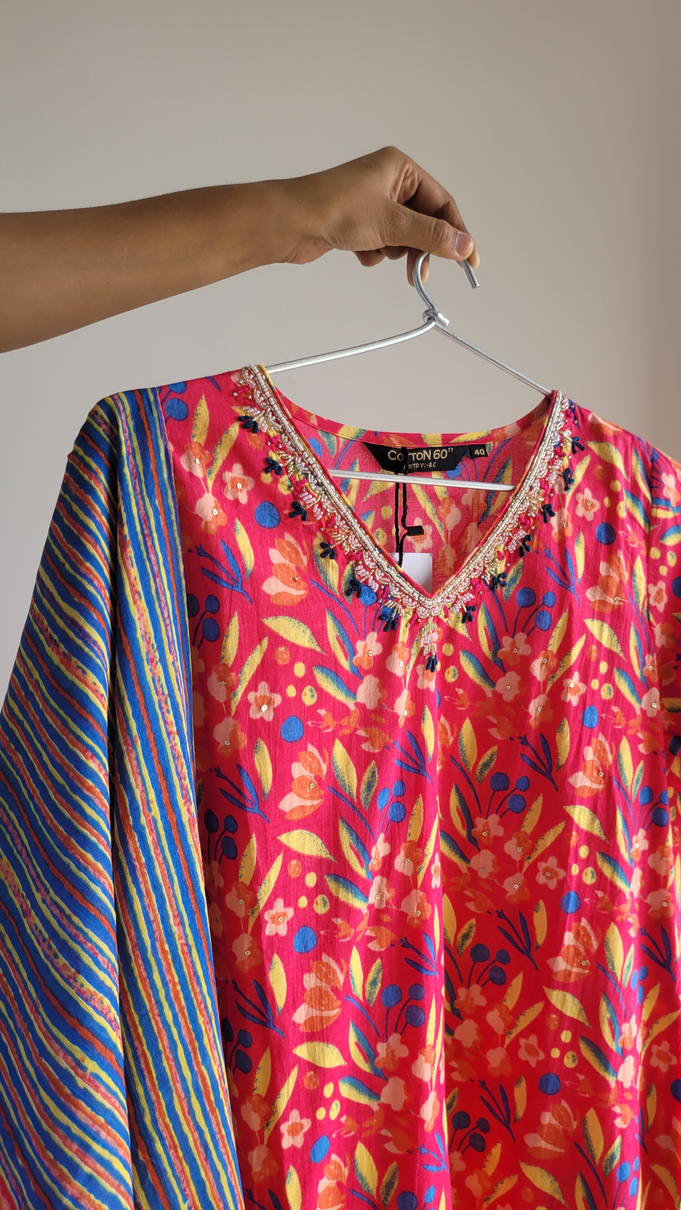 3 piece floral cotton suit