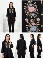 Black Embroidered Co-Ord Set