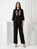 Black Embroidered Co-Ord Set