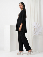 Black Embroidered Co-Ord Set