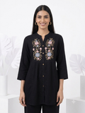 2 Piece Embroidered Black Co-Ord Set