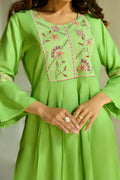 Pastel Green Embroidered Short Kurti