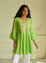Pastel Green Embroidered Short Kurti