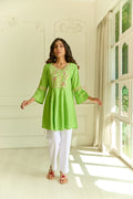 Pastel Green Embroidered Short Kurti