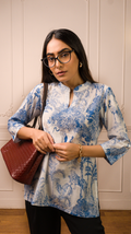 Blue&White Printed Cotton Top