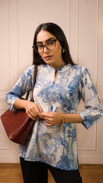 Blue&White Printed Cotton Top