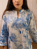 Blue&White Printed Cotton Top
