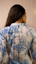 Blue&White Printed Cotton Top