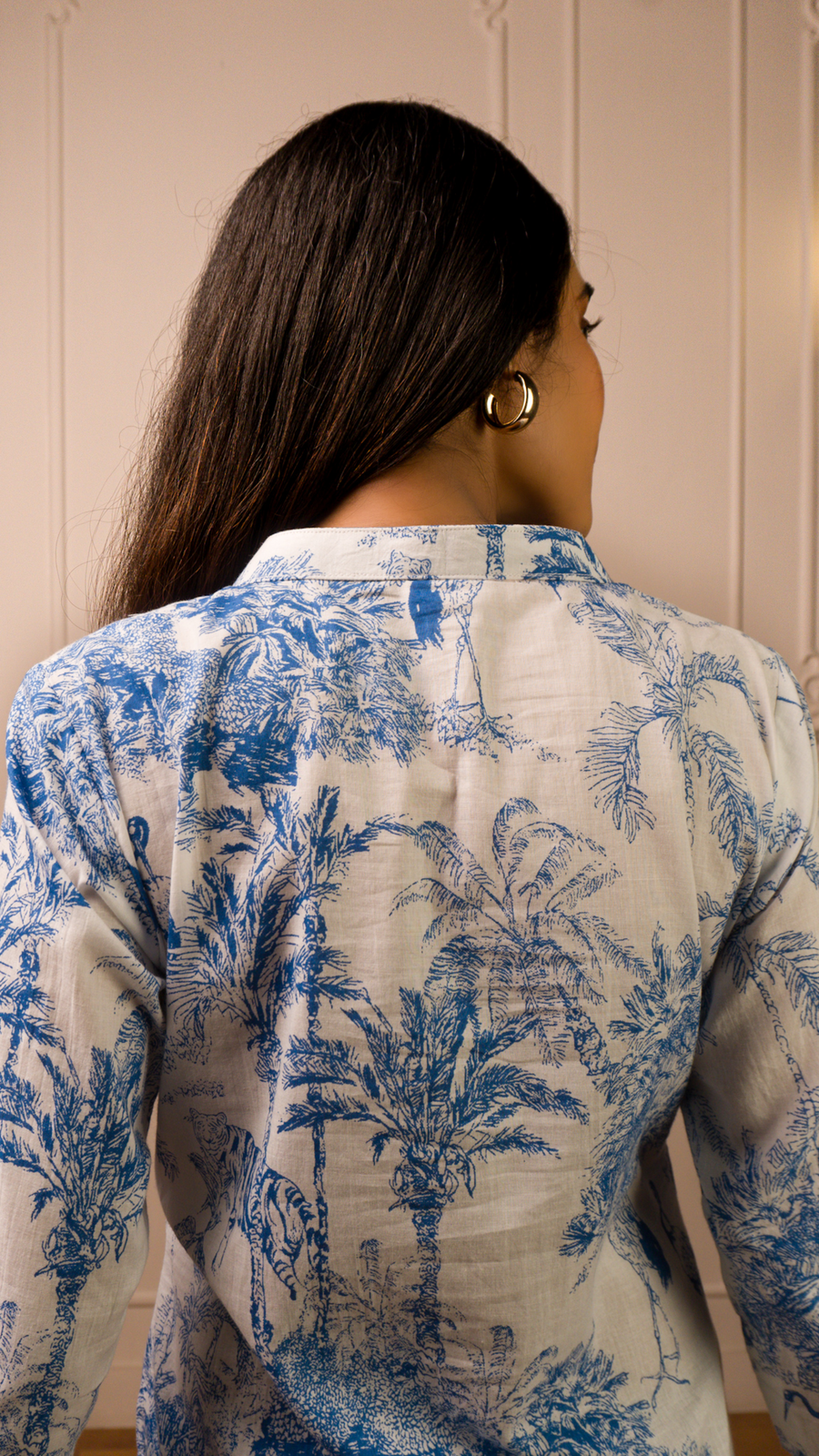 Blue&White Printed Cotton Top