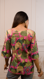 Peacock Print Cotton Kurti Top