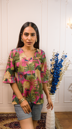 Peacock Print Cotton Kurti Top