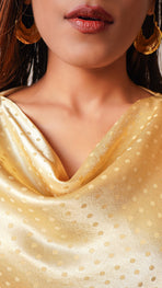 gold polka dot satin top