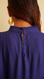 Navy Blue Peplum Top