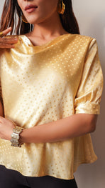 gold polka dot satin top
