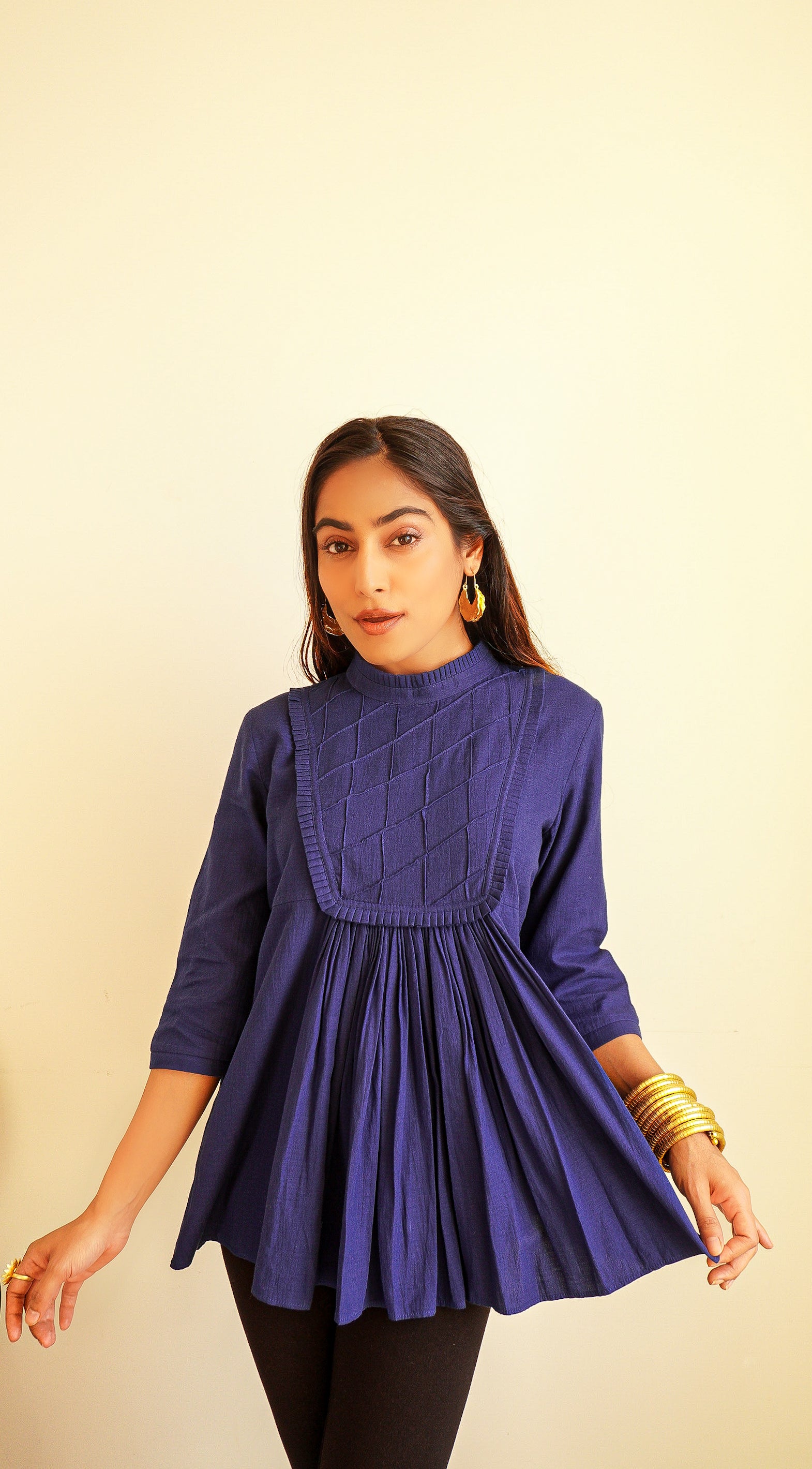 Navy Blue Peplum Top