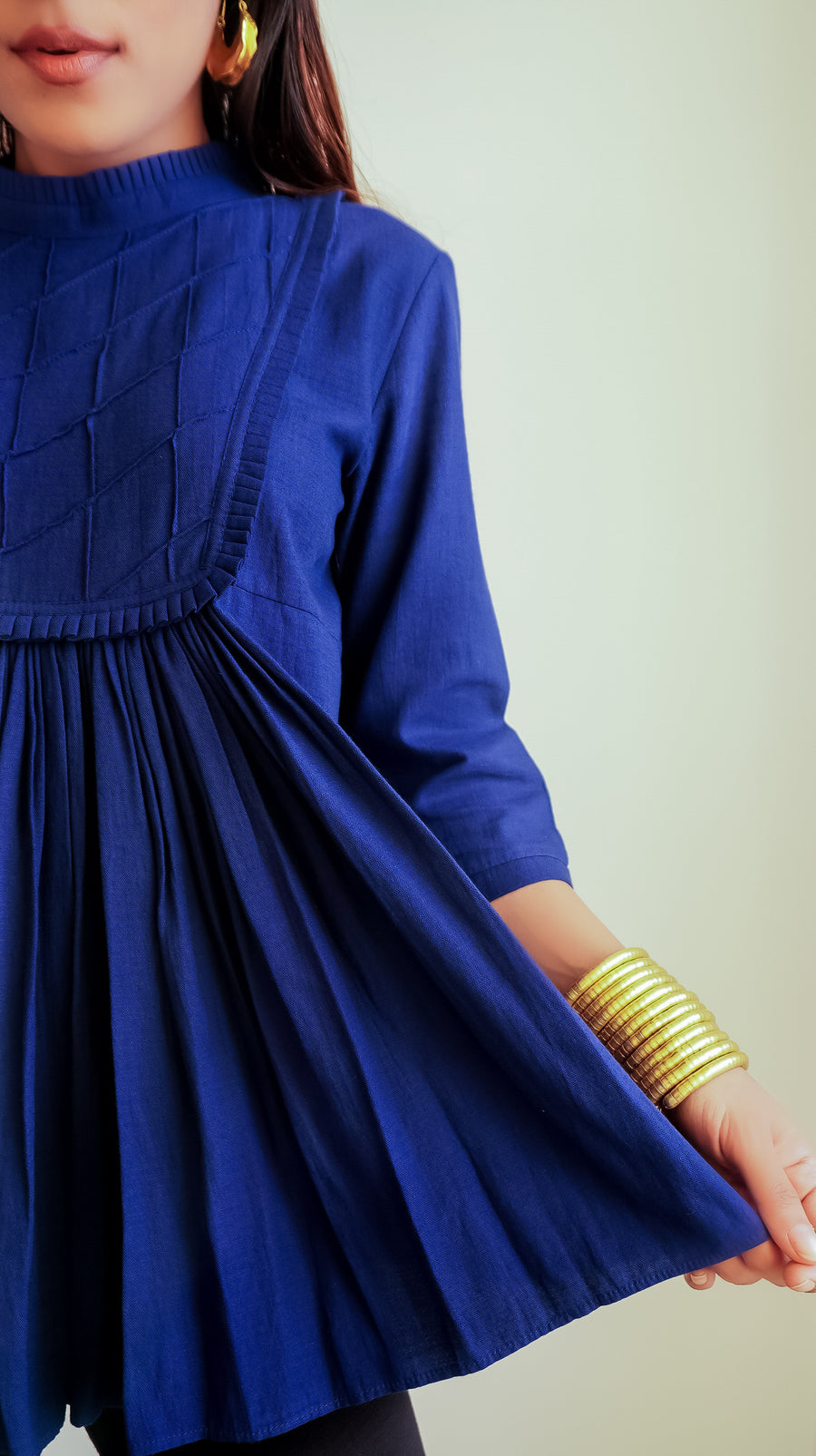 Navy Blue Peplum Top