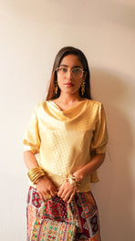 gold polka dot satin top