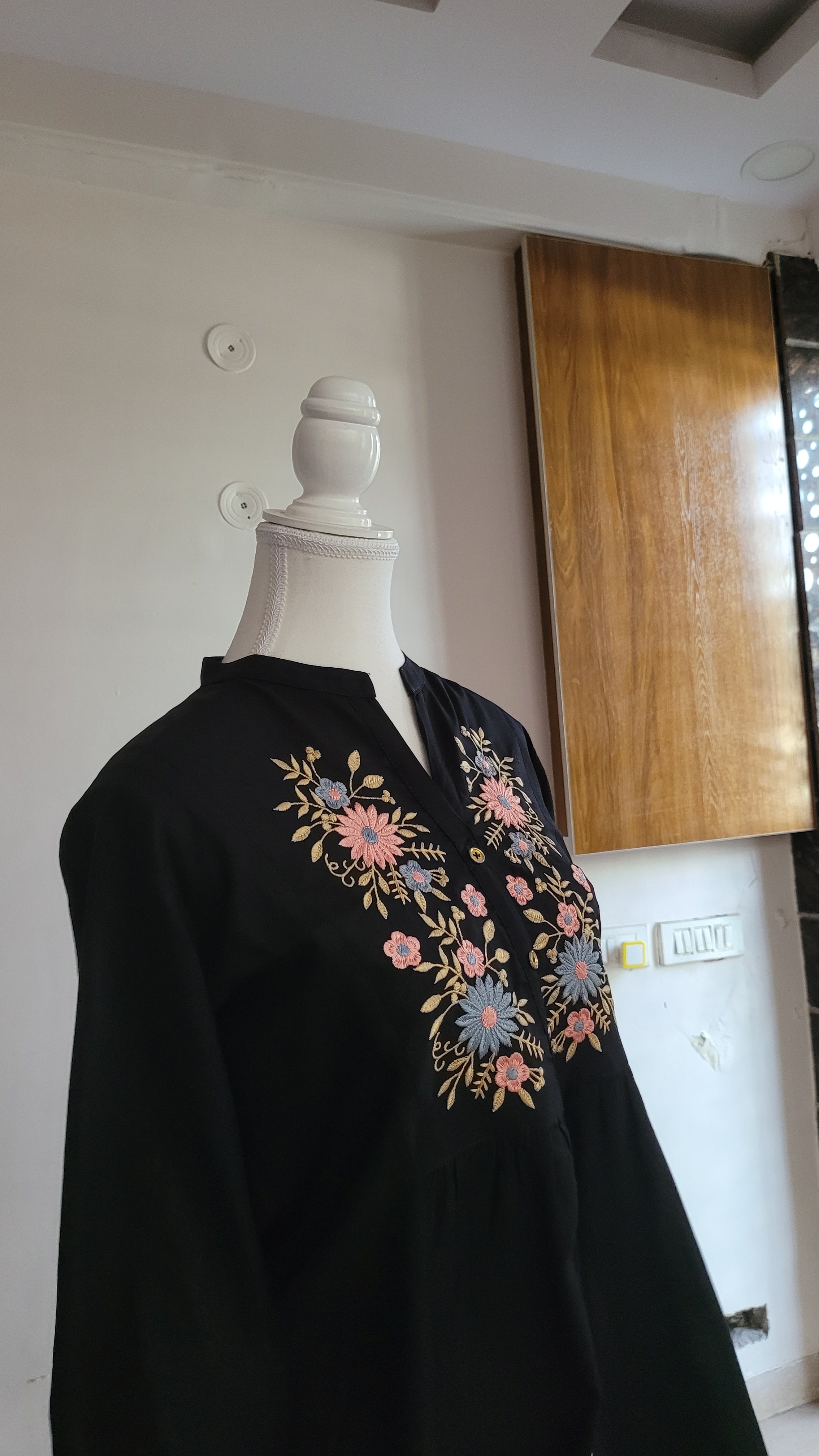 2 Piece Embroidered Black Co-Ord Set