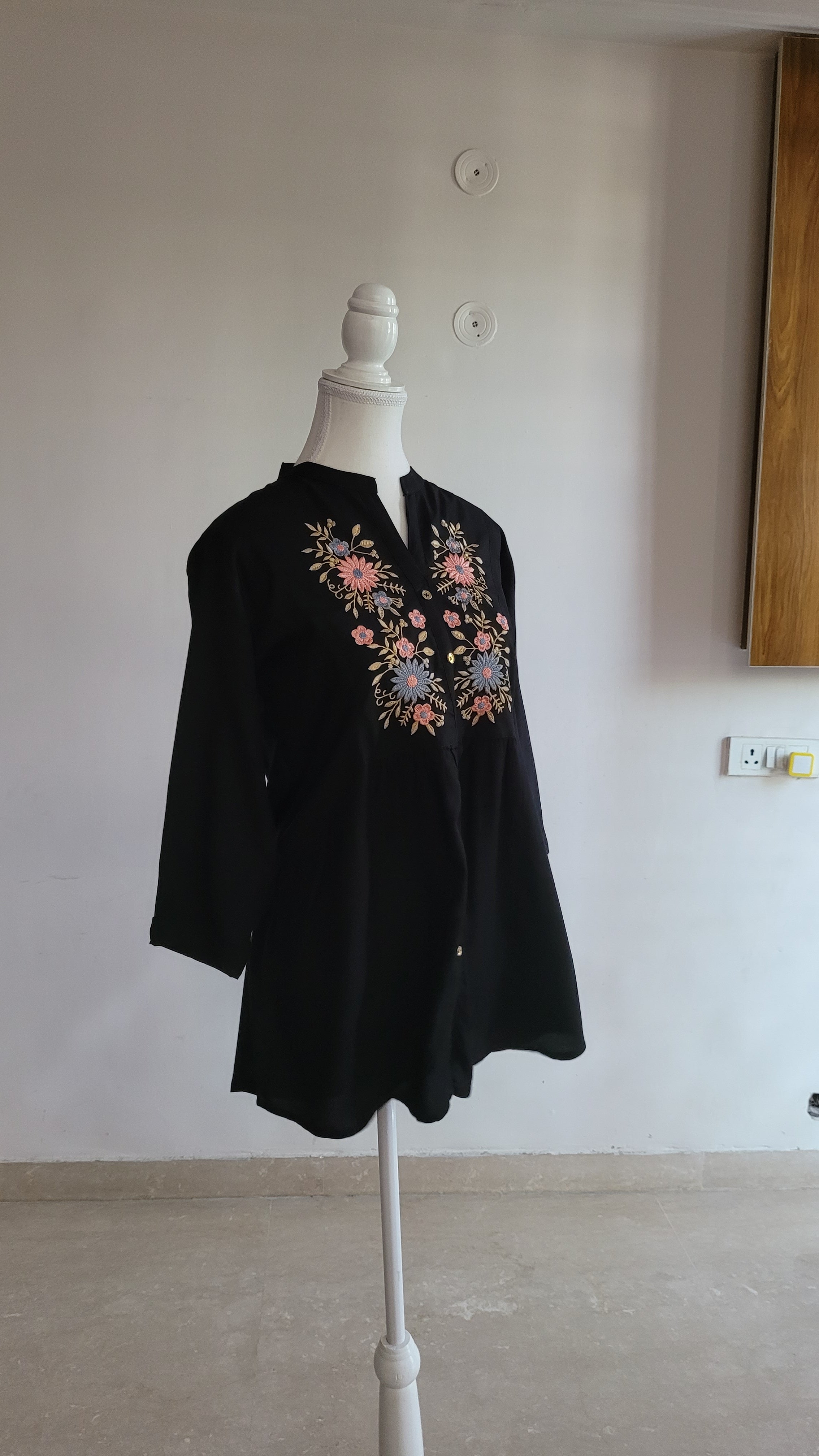 2 Piece Embroidered Black Co-Ord Set