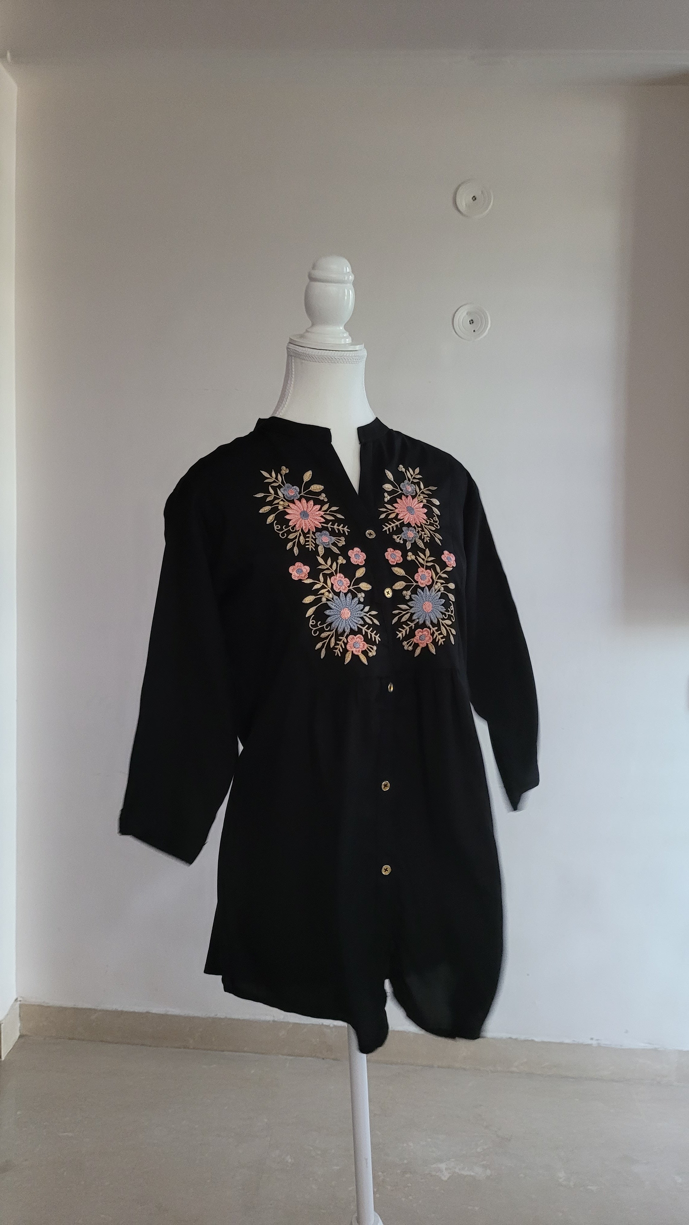 2 Piece Embroidered Black Co-Ord Set
